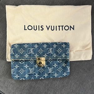 Louis Vuitton Monogram Denim Pochette Plat Box + Dust Bag Included